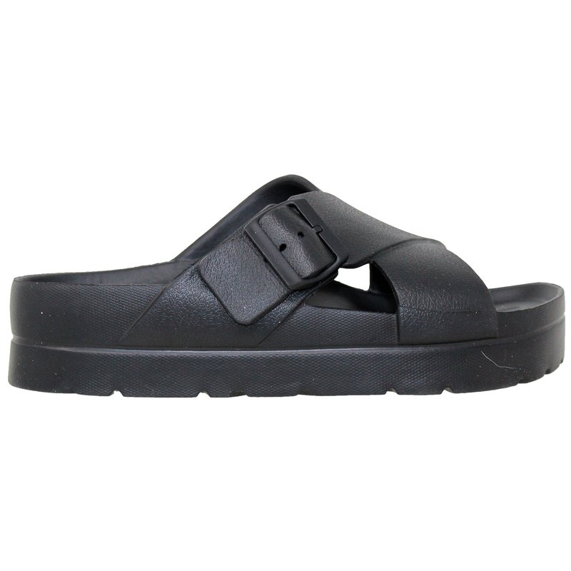 Sobeyo Light-weight Platform Sandals Criss-cross Adjustable Buckles In Black