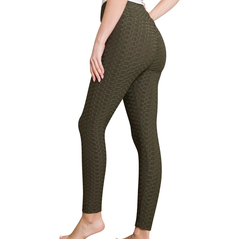 Sobeyo Womens' Legging Bubble Stretchable Fabric Yoga Fitness Work-out Sport Olive In Green