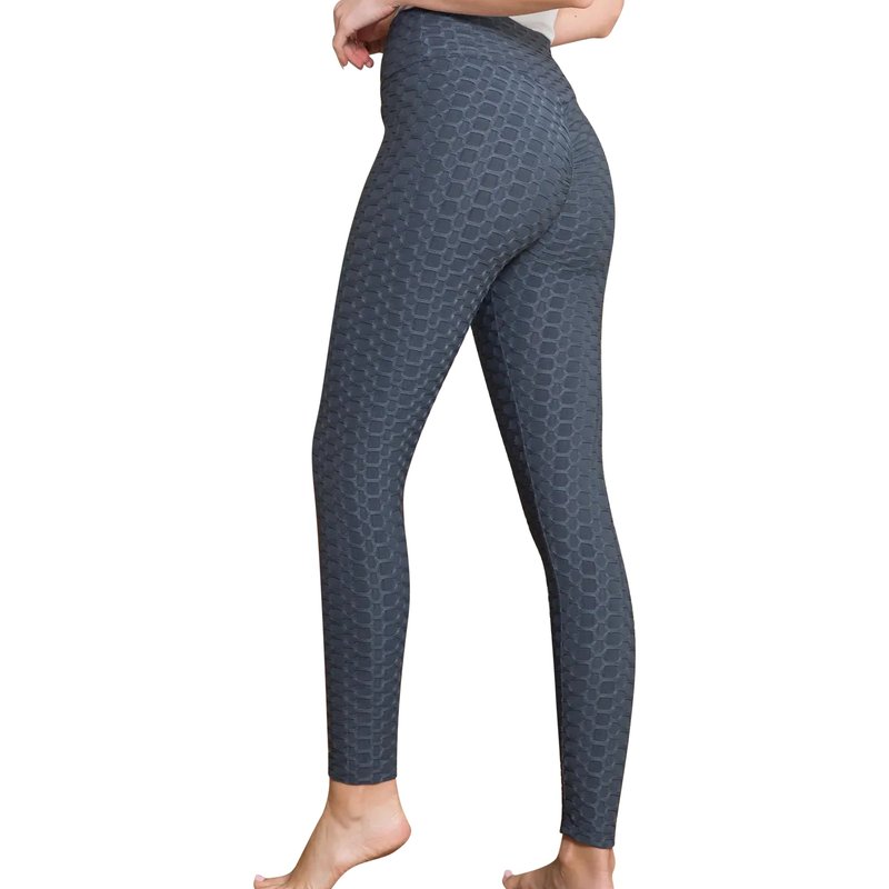 Sobeyo Womens' Legging Bubble Stretchable Fabric Yoga Fitness Work-out Sport In Grey