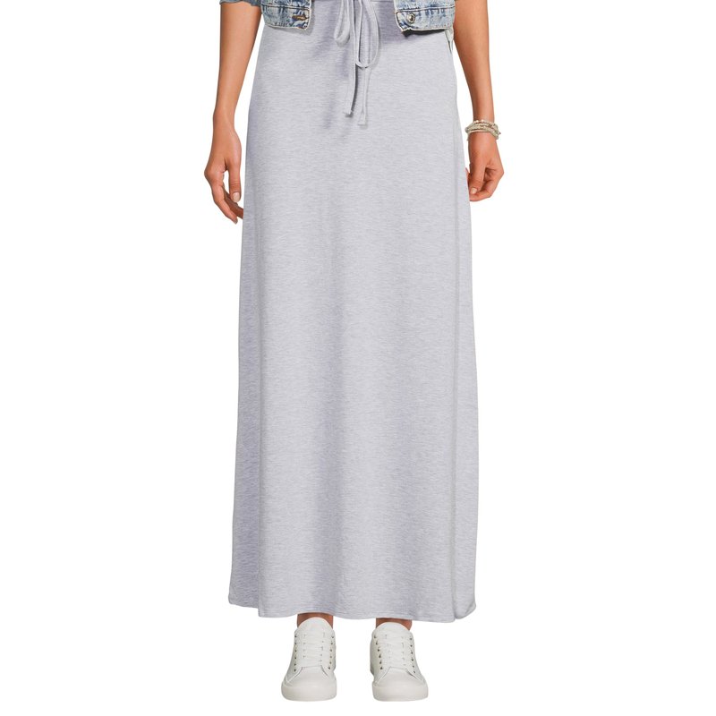 Sobeyo Women's Maxi Long Skirt Drawstring Waist Pockets Soft Comfort Fabric Gray In Grey