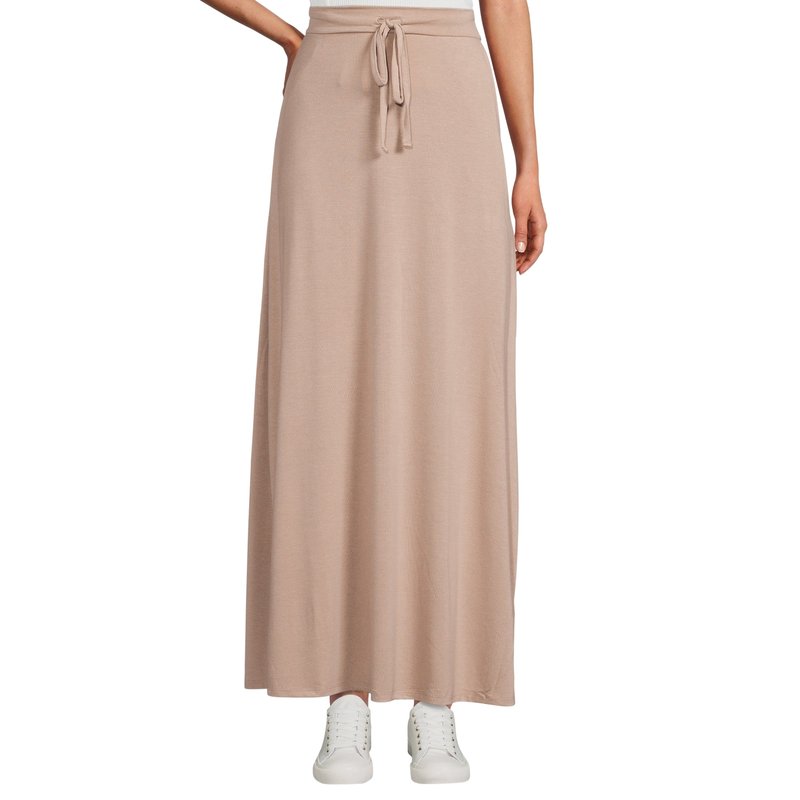 Sobeyo Women's Maxi Long Skirt Drawstring Waist Pockets Soft Comfort Fabric Taupe In Brown