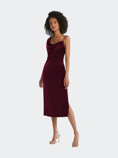 Social Bridesmaid Asymmetrical One-Shoulder Velvet Midi Slip Dress - 8212 product