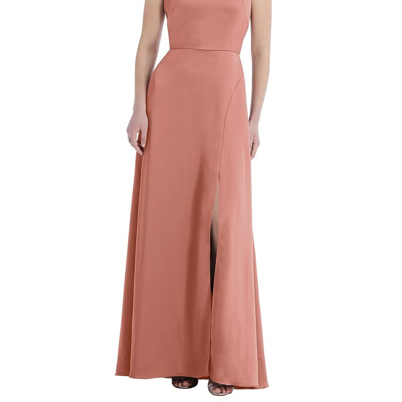 Social Bridesmaid Ruffled Sleeve Tie-back Maxi Dress In Pink