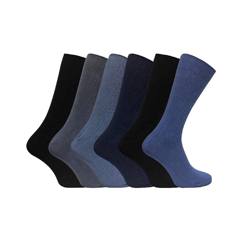 Sock Snob 6 Pack Mens Soft 100% Cotton Breathable Coloured Ribbed Dress Socks In Black