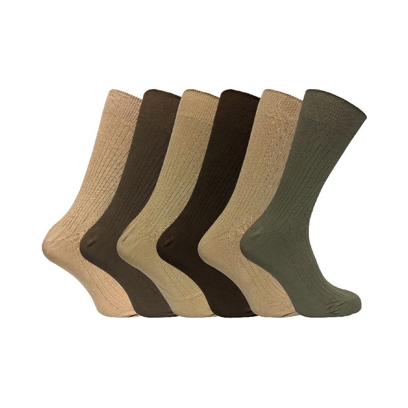 Sock Snob 6 Pack Mens Soft 100% Cotton Breathable Coloured Ribbed Dress Socks In Brown