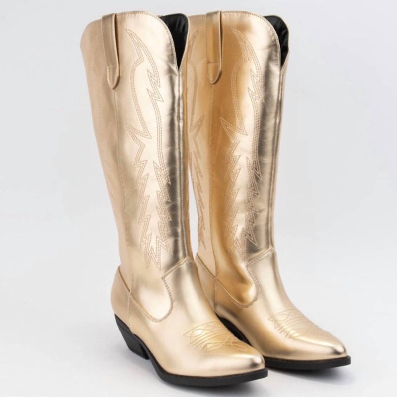 Shop Soda Women's Western Cowboy Boots In Gold