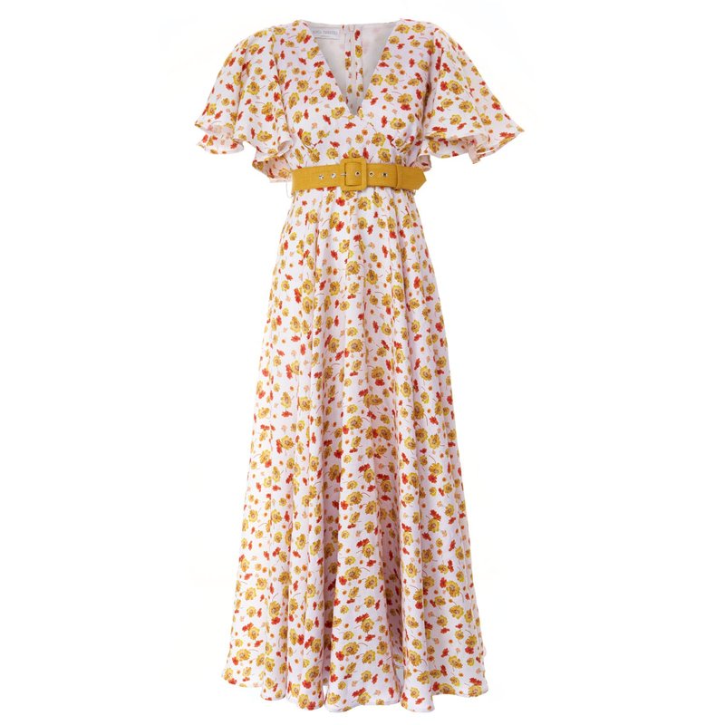 Sofia Tsereteli Orange Summer Linen Dress