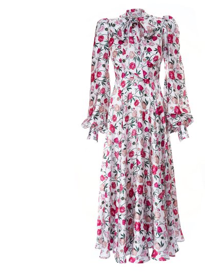 Sofia Tsereteli Peony Print V-neck Silk Dress product