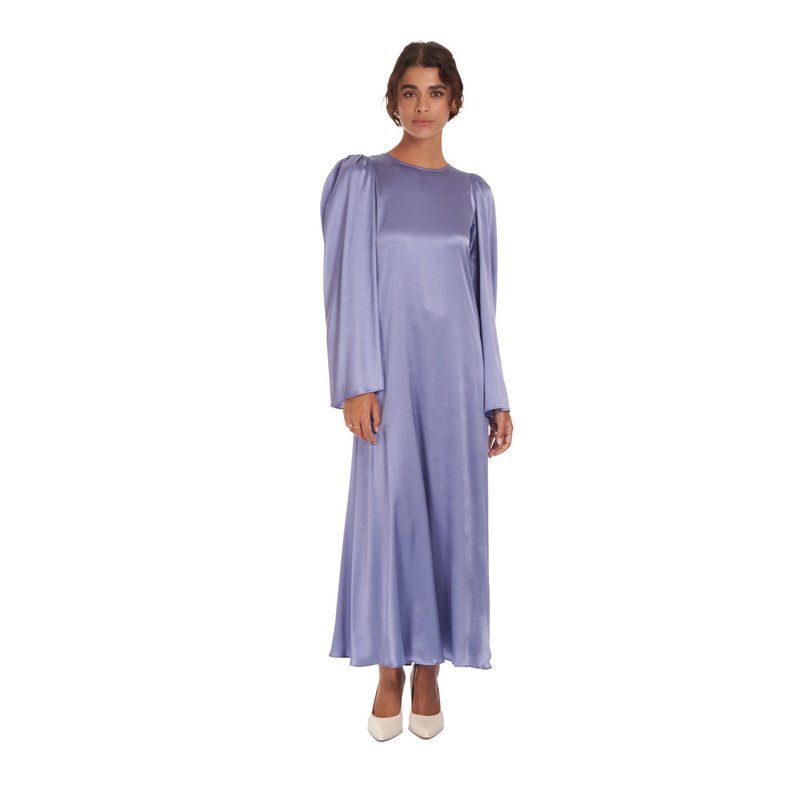 Sofia Tsereteli Silk Flare Dress In Blue