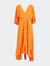 Penny V-Shaped Neck Orange Dress - Orange