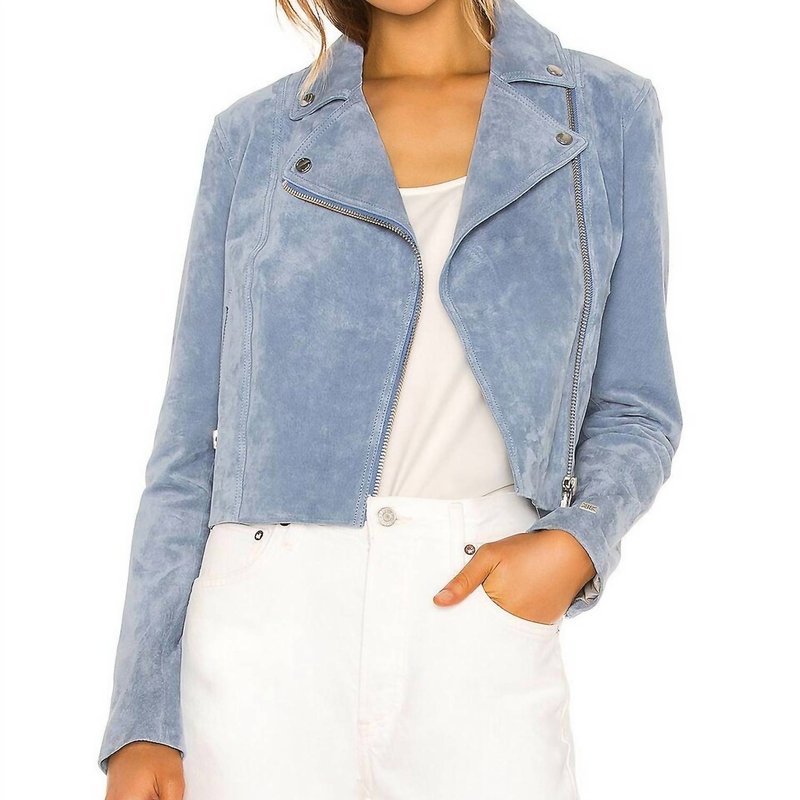 Shop Soia & Kyo Elaine Suede Jacket With Belt In Blue