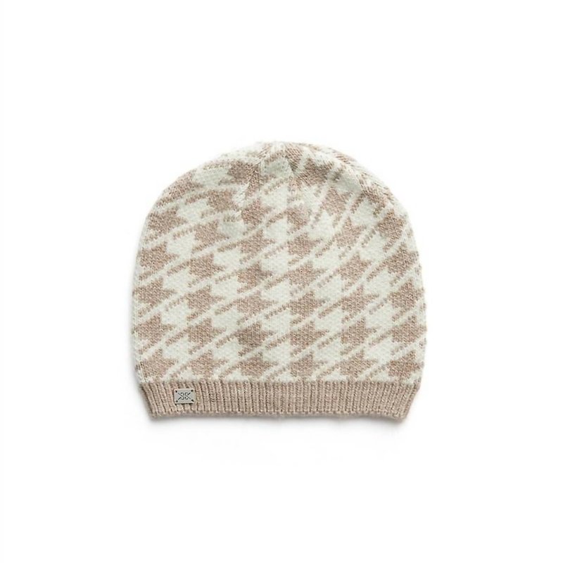 Shop Soia & Kyo Houndstooth Pattern Rib Knit Hat In White