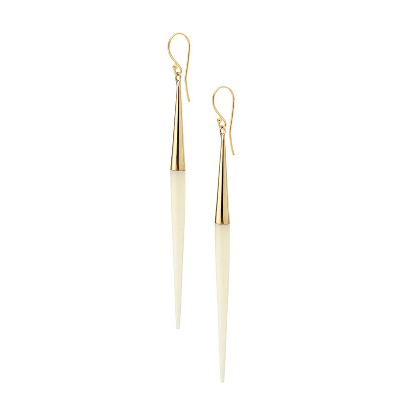 Soko Capped Quill Dangle Earrings In White