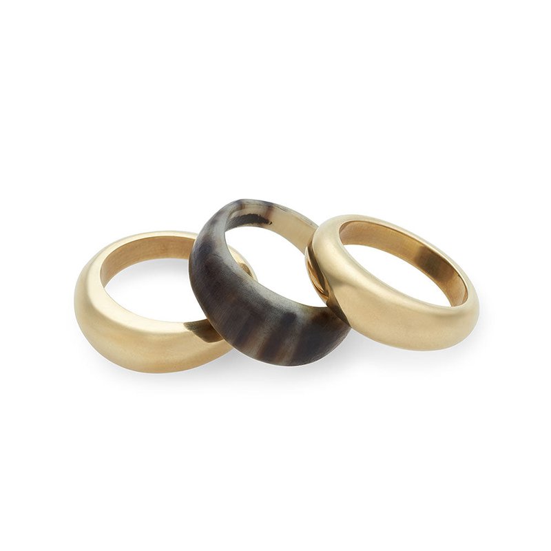 Soko Mixed Material Fanned Ring Stack In Gold
