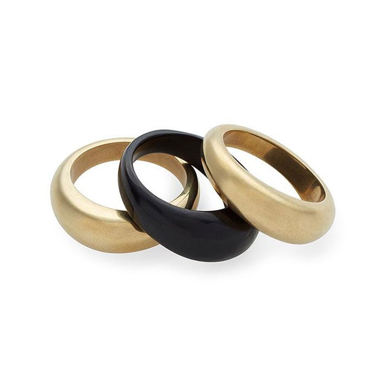 Shop Soko Mixed Material Fanned Ring Stack In Black