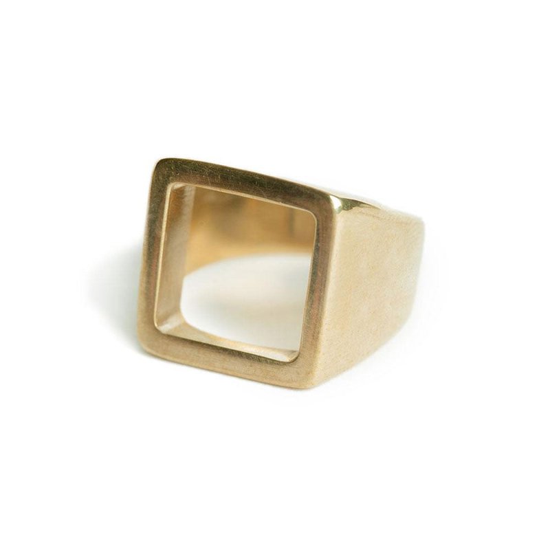 Soko Open Square Statement Ring In Gold Plated