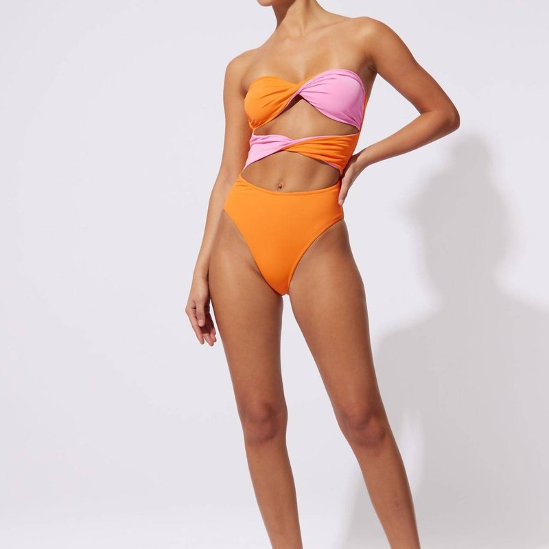 Shop Solid & Striped The Marlie (reversible) Butterluxe Colorblock Bathing Suit In Orange