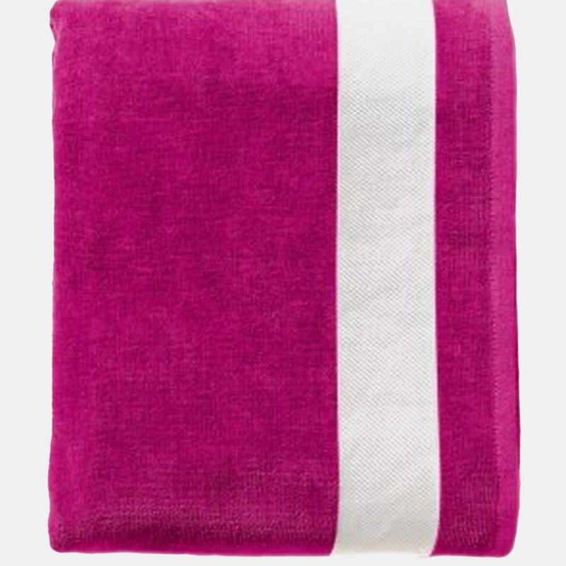 Sols Lagoon Cotton Beach Towel (fuchsia/white) (one Size) In Pink