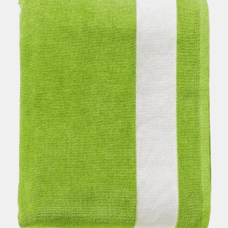 Sols Lagoon Cotton Beach Towel (lime Green/white) (one Size)