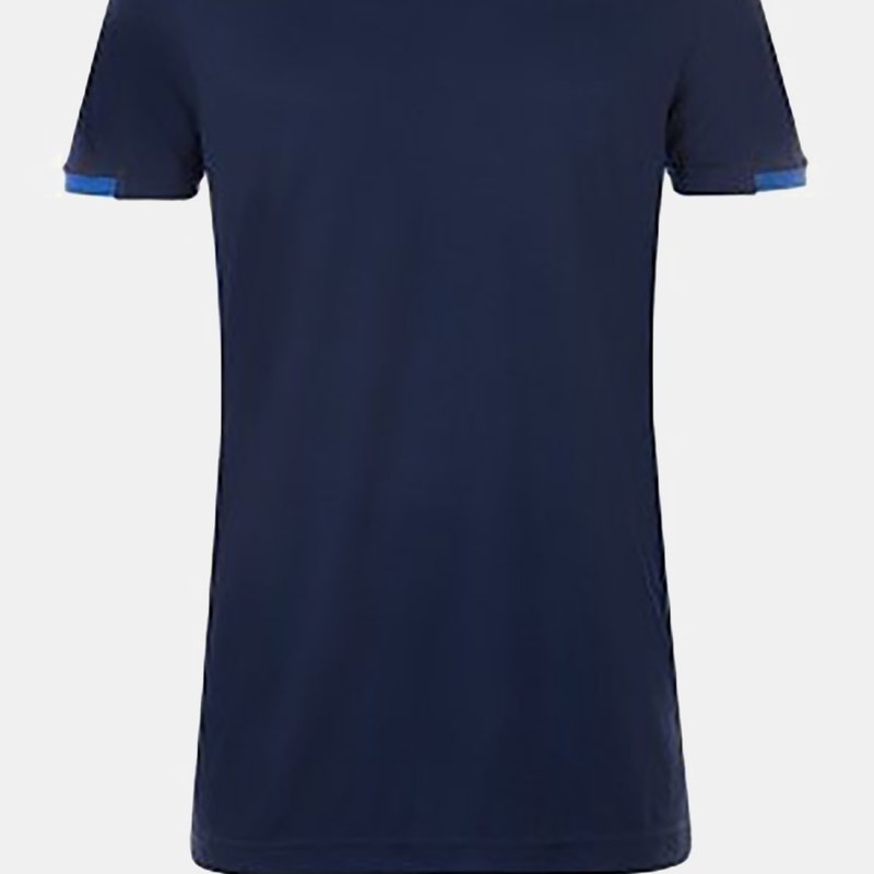 Sols Mens Classico Contrast Short Sleeve Soccer T-shirt (french Navy/royal Blue) In White