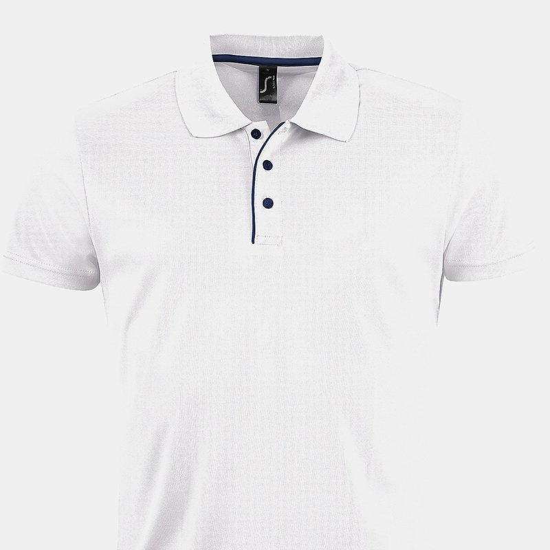 Shop Sols Mens Performer Short Sleeve Pique Polo Shirt (white)