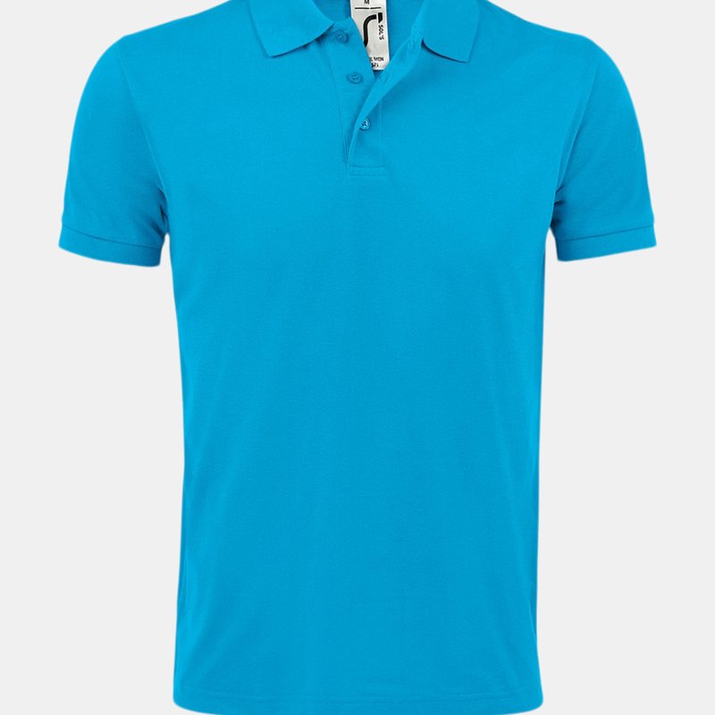 Shop Sols Mens Prime Pique Plain Short Sleeve Polo Shirt In Blue