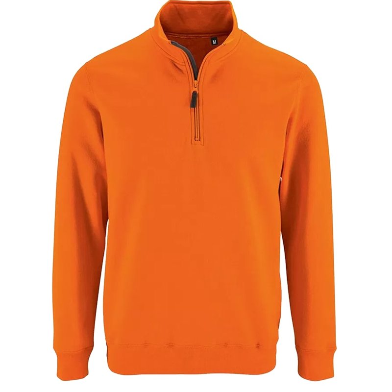 Sols Mens Stan Contrast Zip Neck Sweatshirt (orange)