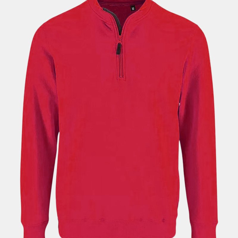 Sols Mens Stan Contrast Zip Neck Sweatshirt In Red