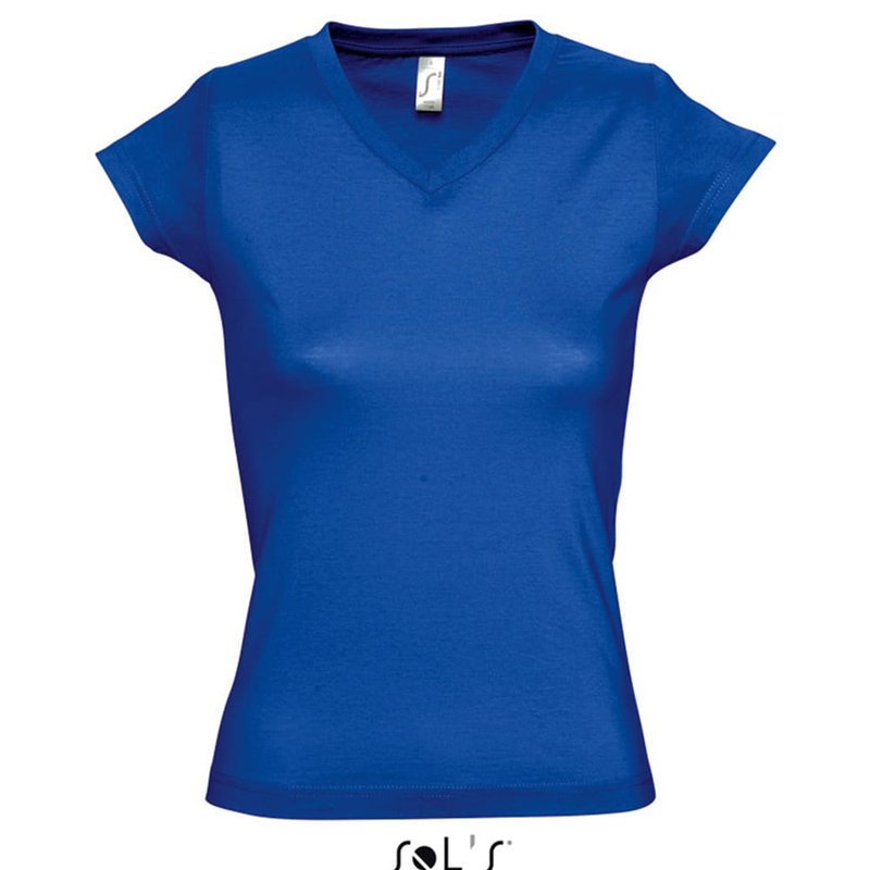 Sols Womens/ladies Moon V Neck Short Sleeve T-shirt (royal Blue)