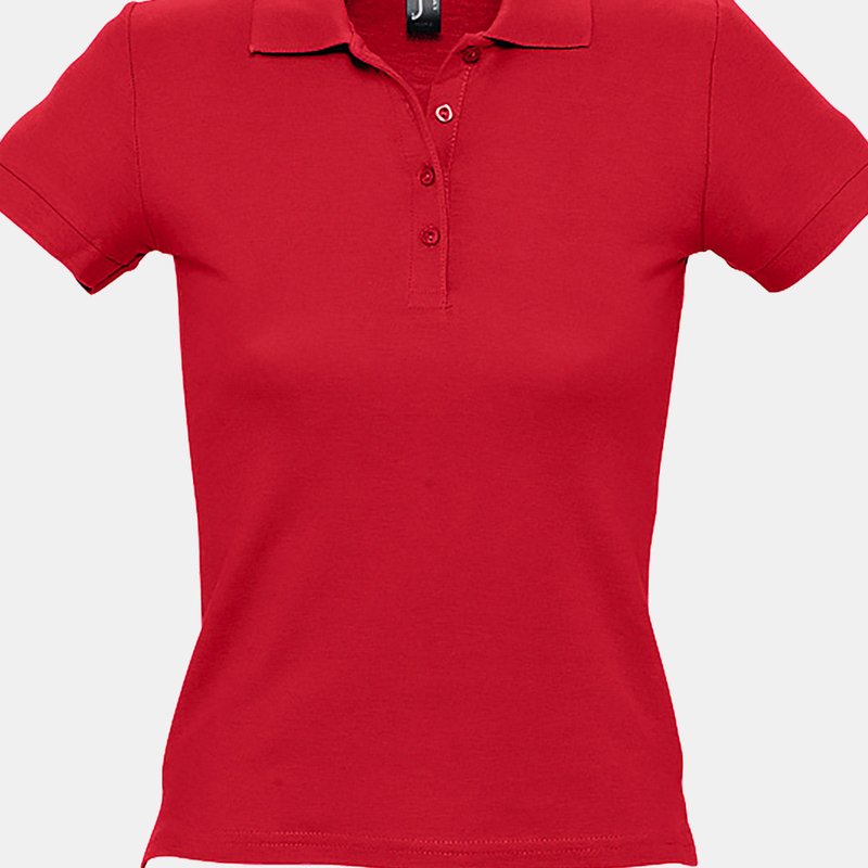Sols Womens/ladies People Pique Short Sleeve Cotton Polo Shirt (red)