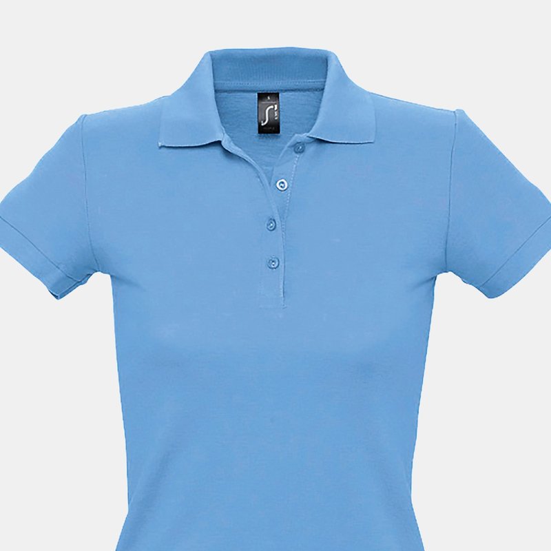 Sols Womens/ladies People Pique Short Sleeve Cotton Polo Shirt (sky Blue)