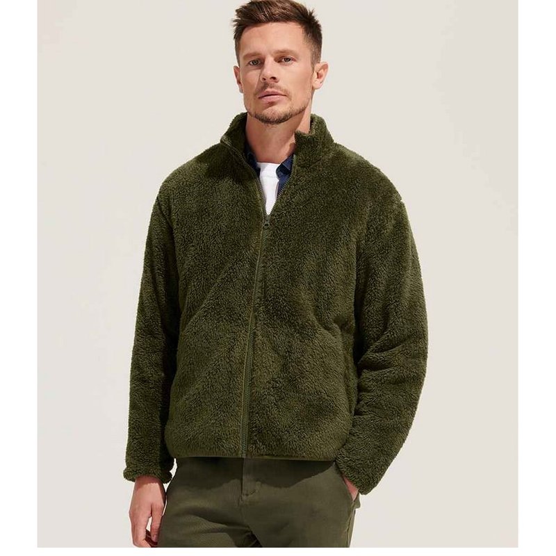 Sols Unisex Adult Finch Fluffy Jacket In Green