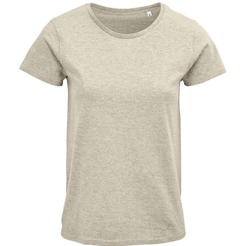 Sols Womens/ladies Crusader Heather Organic T-shirt (beige) In Brown