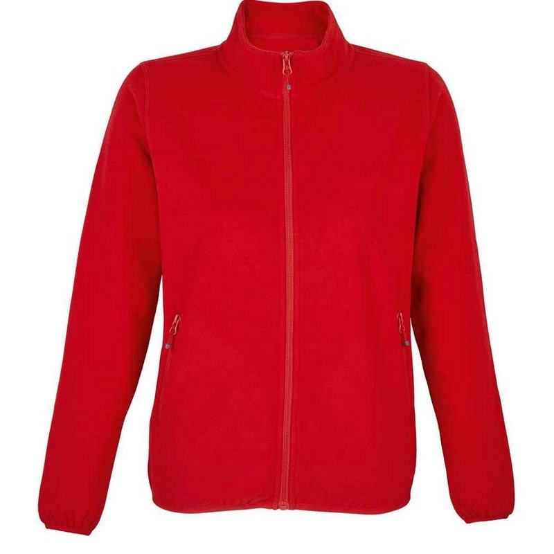 Sols Womens/ladies Factor Microfleece Recycled Fleece Jacket In Red