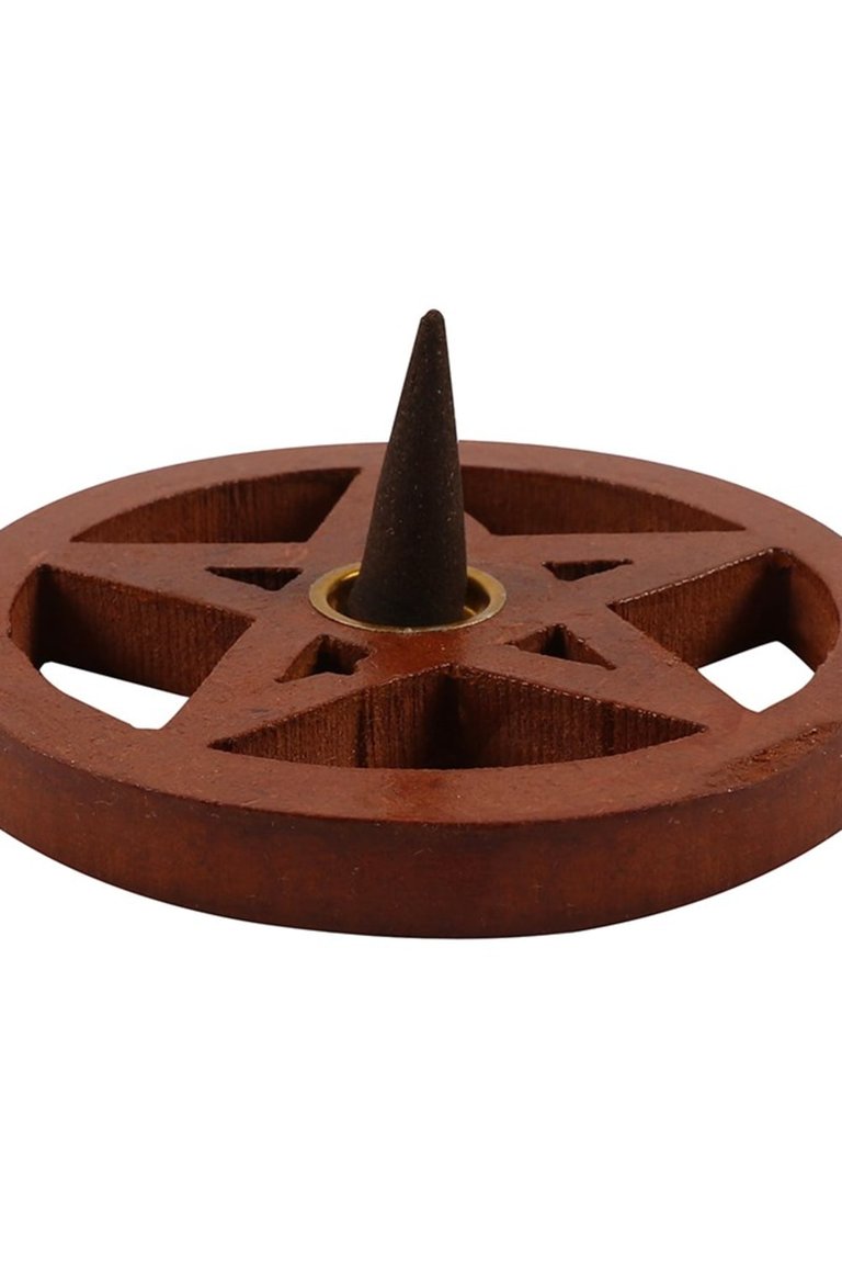 Something Different Pentagram Wooden Cut Out Incense Cone Holder (Brown) (One Size)