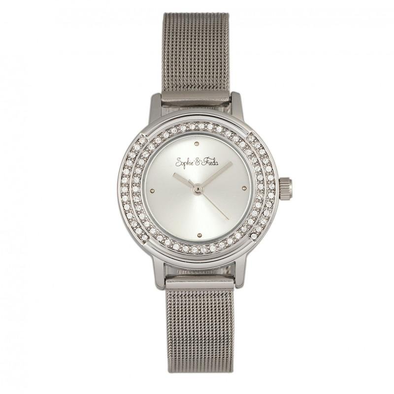 Sophie And Freda Cambridge Bracelet Watch With Swarovski Crystals In Grey