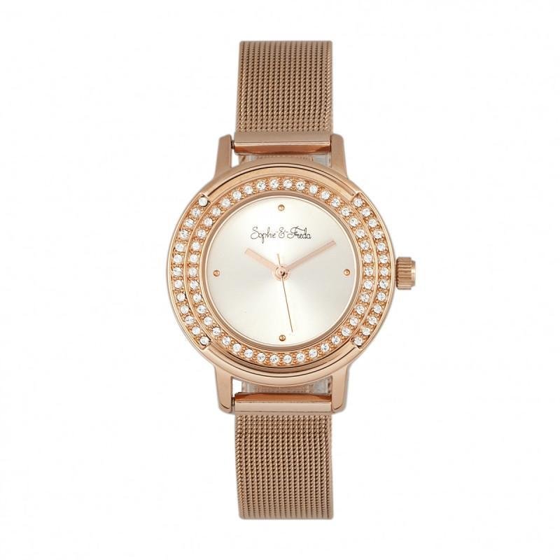 Sophie And Freda Cambridge Bracelet Watch With Swarovski Crystals In Brown