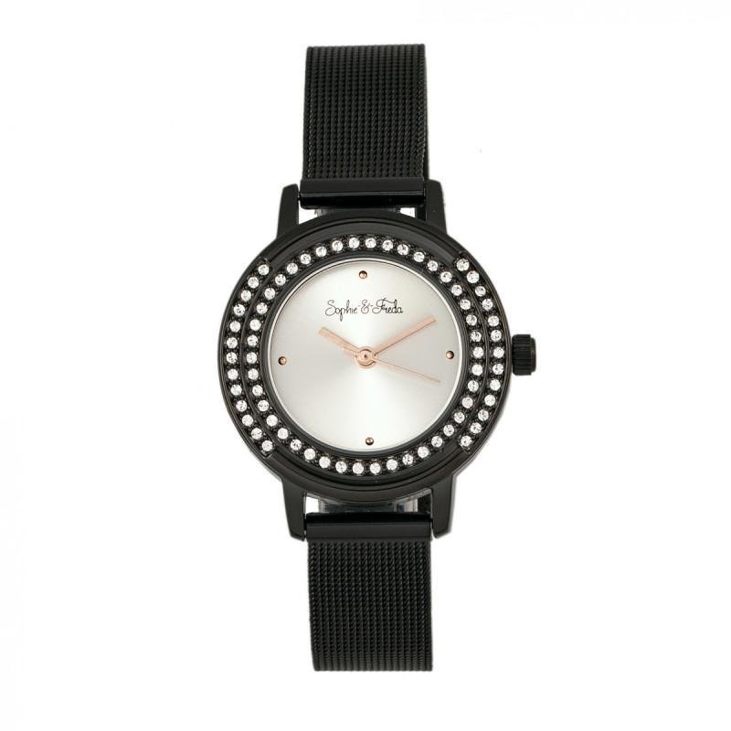 Sophie And Freda Cambridge Bracelet Watch With Swarovski Crystals In Black