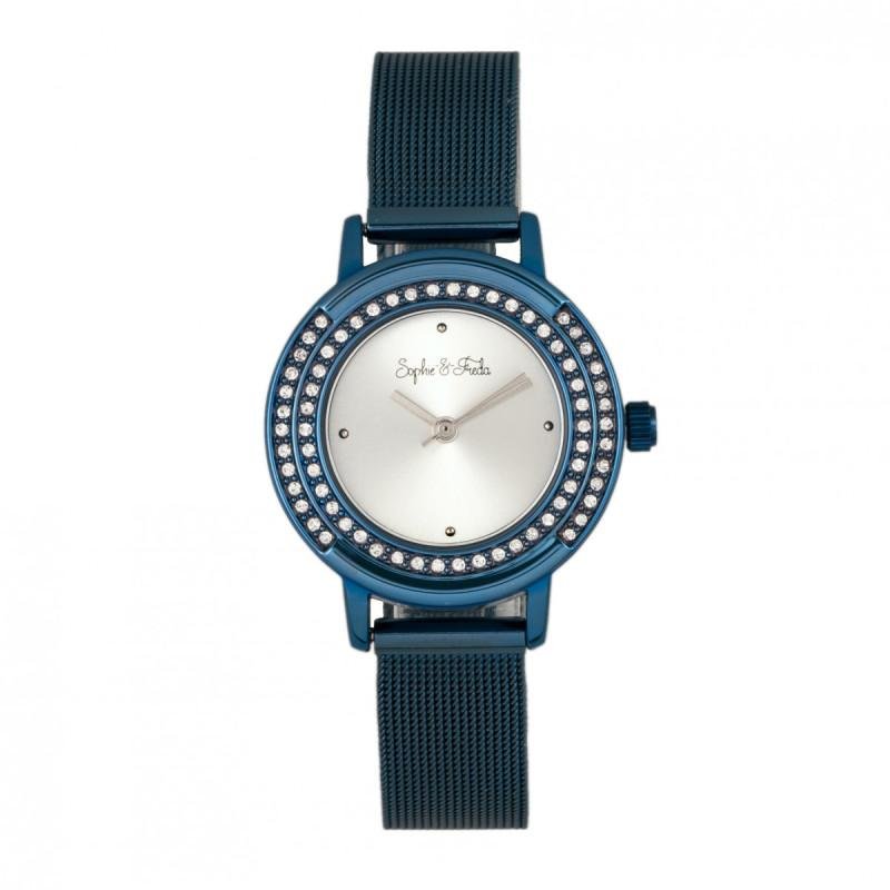Sophie And Freda Cambridge Bracelet Watch With Swarovski Crystals In Blue