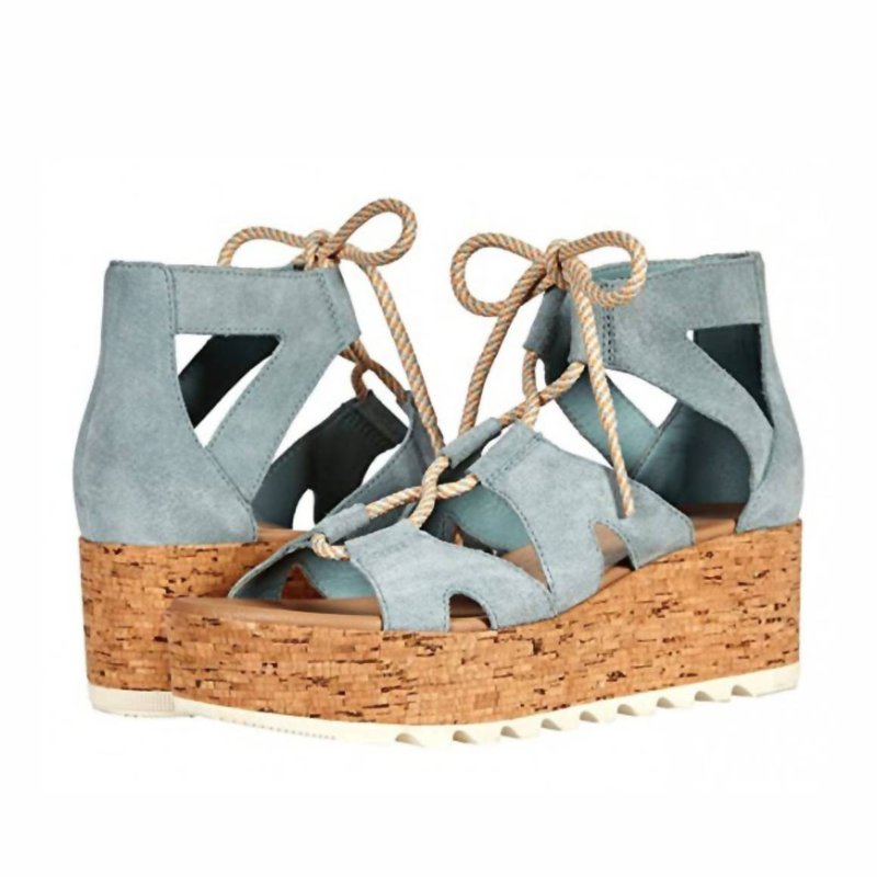 Shop Sorel Cameron Flatform Lace Sandal In Blue