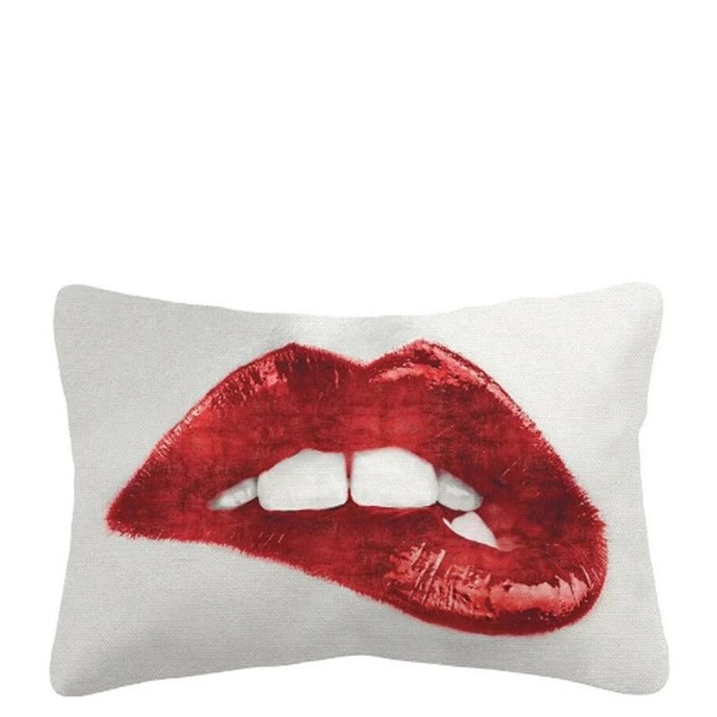 Vodkablue Bite Your Lips Rectangular Cushion Pillow | Bnbny In White