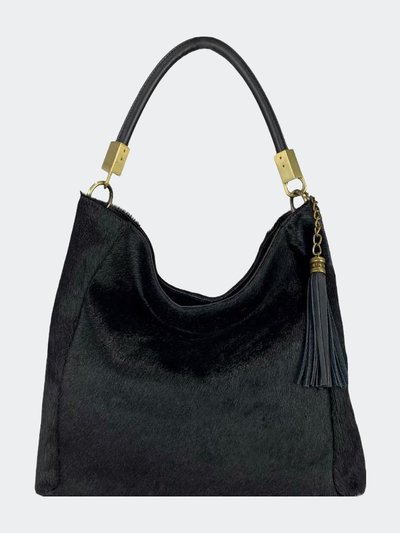 Sostter Black Calf Hair Leather Tassel Grab Bag product
