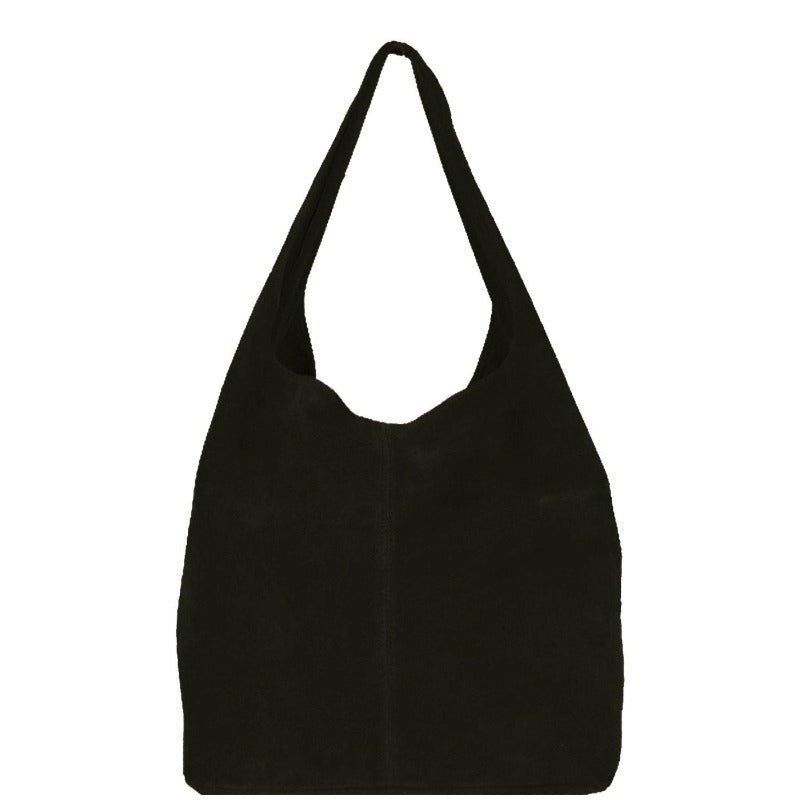 Sostter Black Soft Suede Leather Hobo Shoulder Bag | Byiae