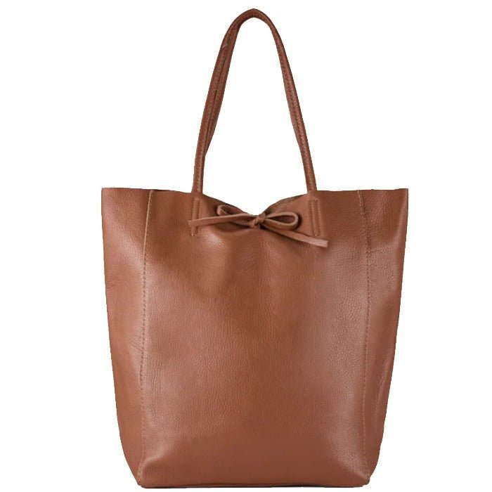 Sostter Camel Pebbled Leather Tote Shopper | Byxle In Brown