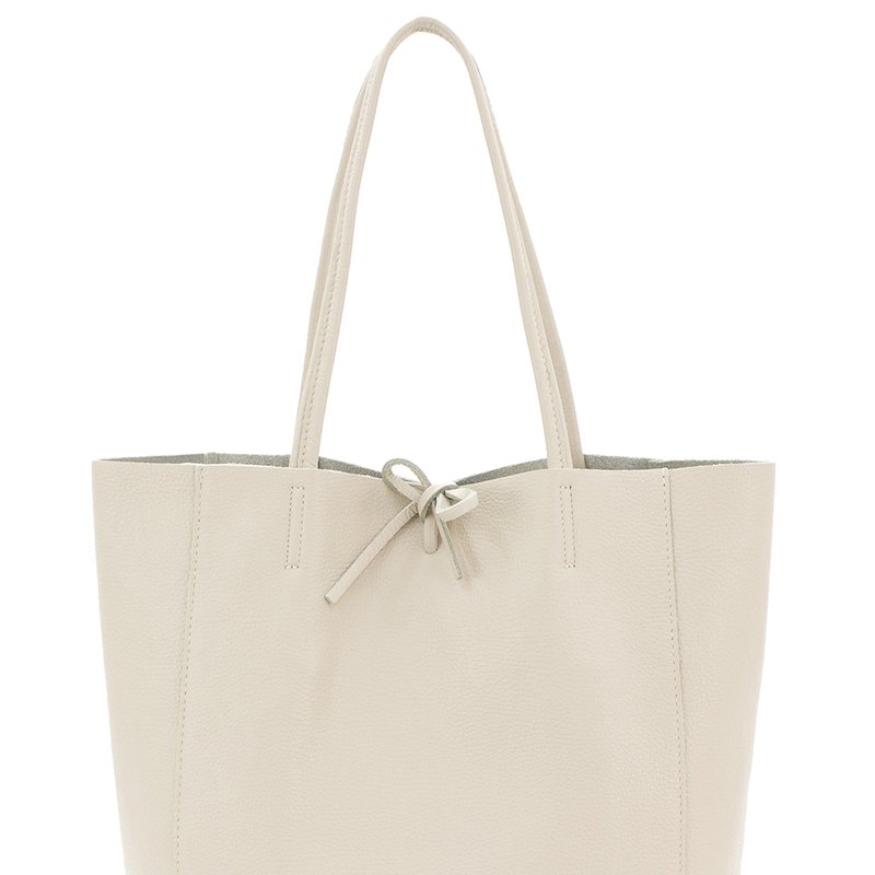 Sostter Ivory Pebbled Leather Tote Shopper | Byaxy In Brown