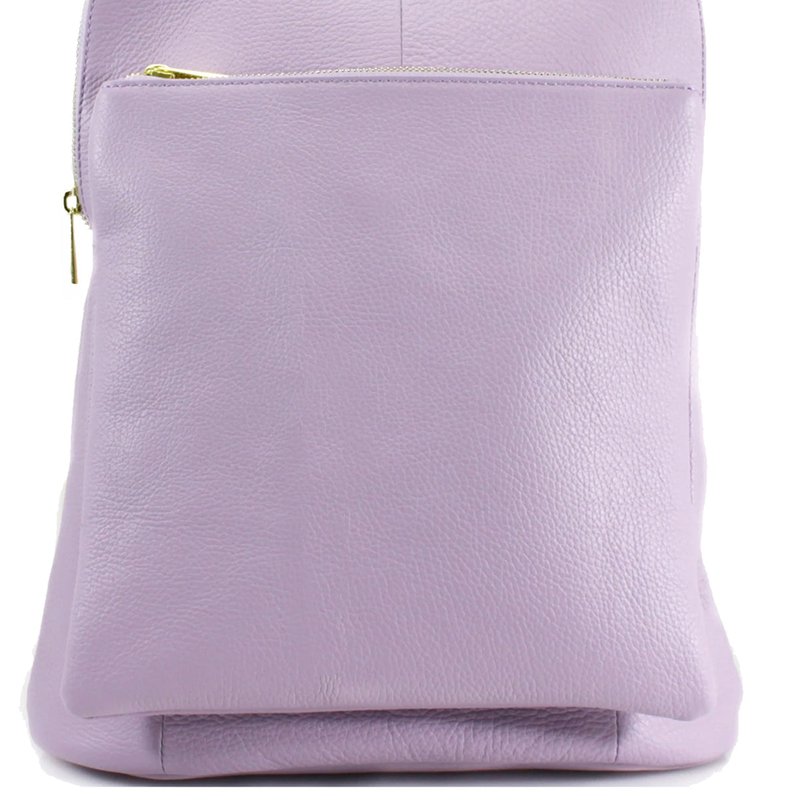 Sostter Lilac Soft Premium Pebbled Leather Pocket Backpack In Purple