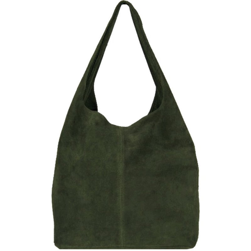 Sostter Olive Soft Suede Leather Hobo Shoulder Bag | Biaix In Green