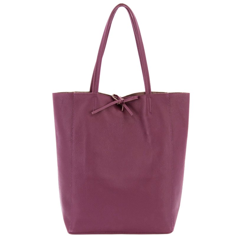 Sostter Plum Pebbled Leather Tote Shopper | Brilx In Red