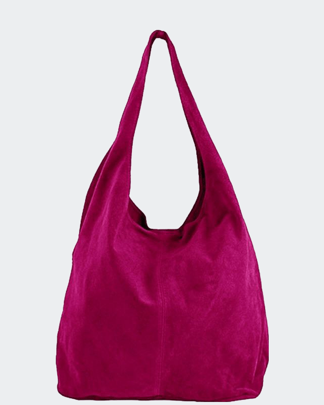 Sostter Raspberry Soft Suede Hobo Shoulder Bag In Pink