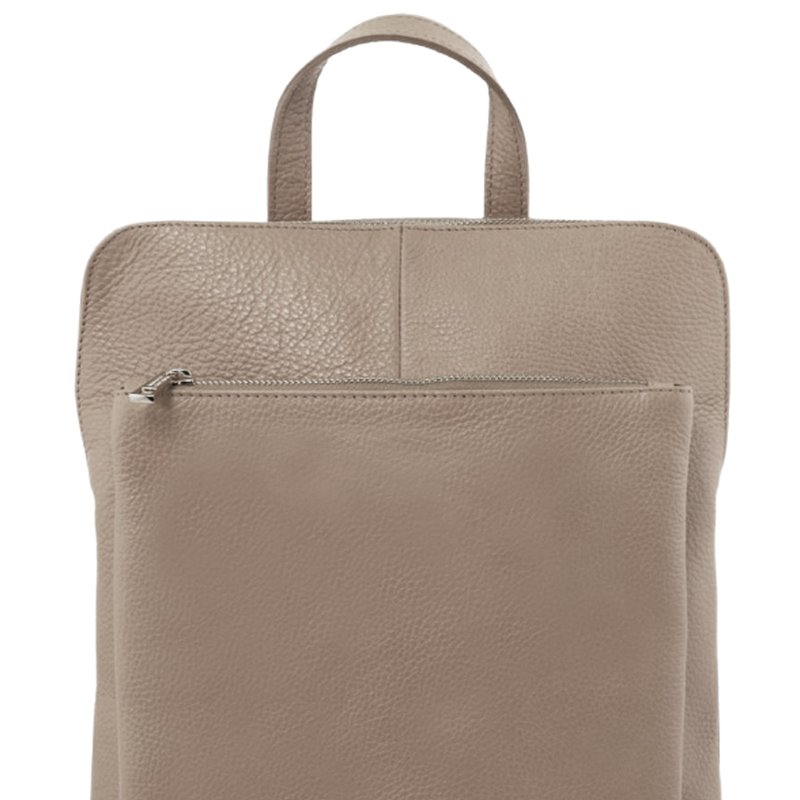 Sostter Stone Soft Pebbled Premium Leather Pocket Backpack In Brown